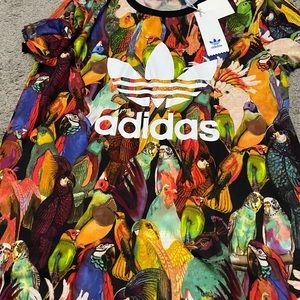 Adidas shirt and pant set (birds theme), brand new never worn, multi color